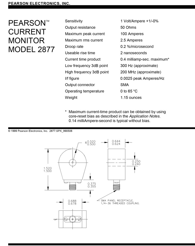 Pearson Electronics Model 2877 Current Monitors