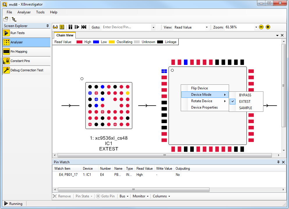 Analyser screen